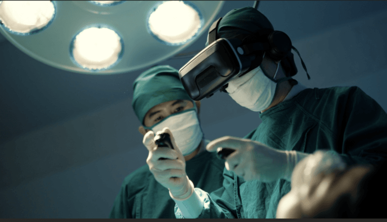 Concept illustration of an AI-assisted robot surgeon representing the future of robotic surgery