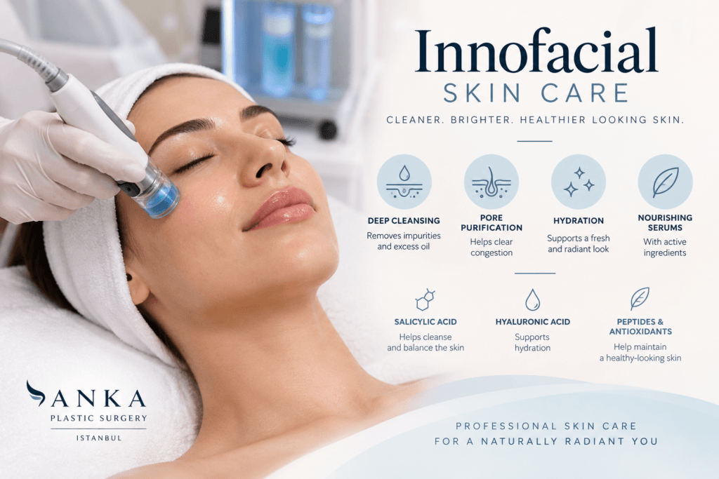 Innofacial skin care treatment in Istanbul with vacuum-assisted cleansing, pore purification and hydration at Anka Plastic Surgery.