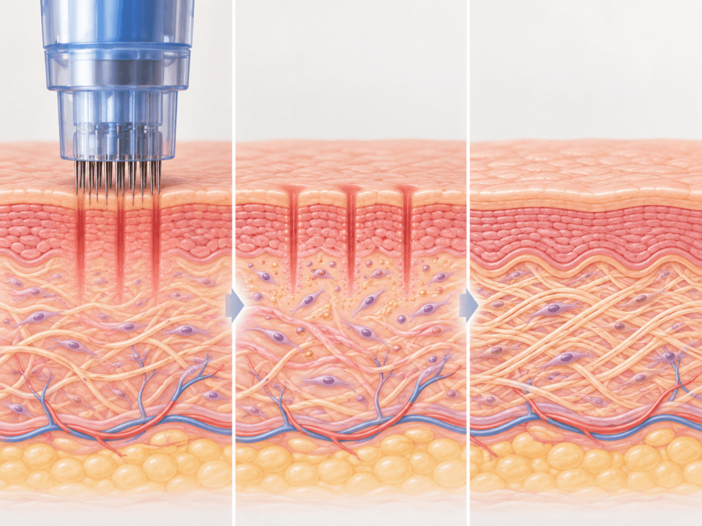 Controlled microchannels and dermal remodelling after microneedling treatment